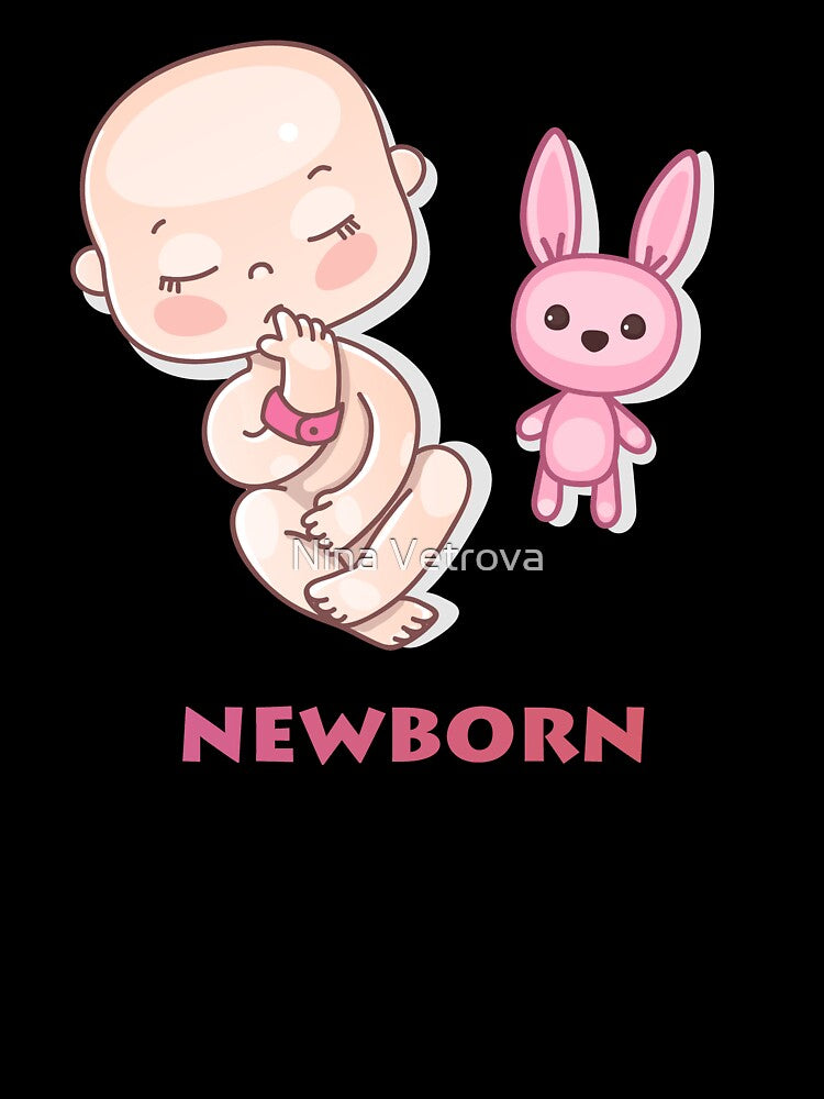 A newborn baby sleeps with a bunny toy by Nina Vetrova