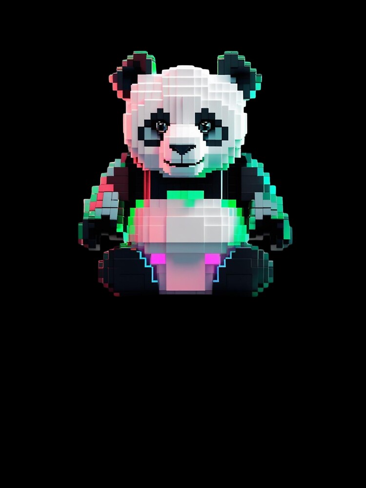 Pixel Art Cyber Panda Toy by WovennDesigns