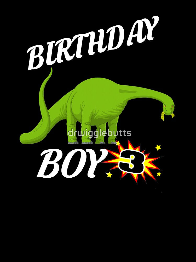 3 Years Old Birthday Design Brontasaurus GifDesign by drwigglebutts