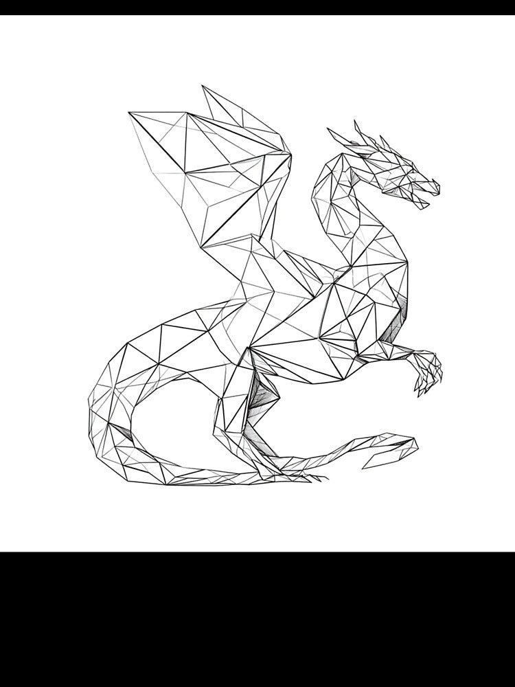 Geometric Dragon Constellation Line Art | Black and White Fantasy by TypoArtPrints