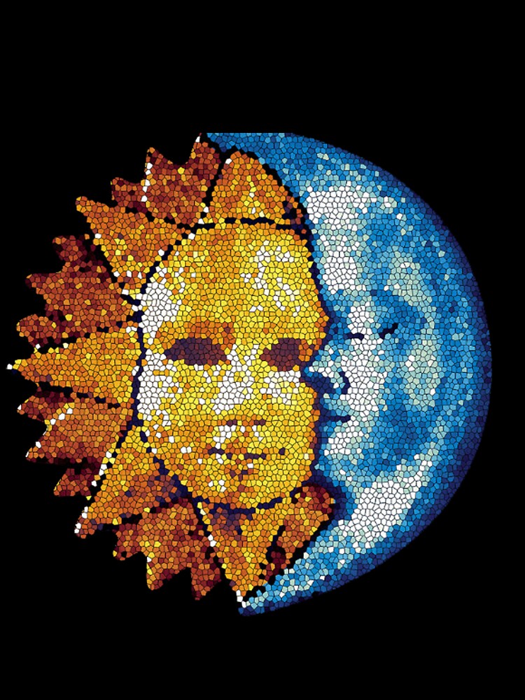 Sun and moon mosaic in love for women, girls, wife by shirt-studio