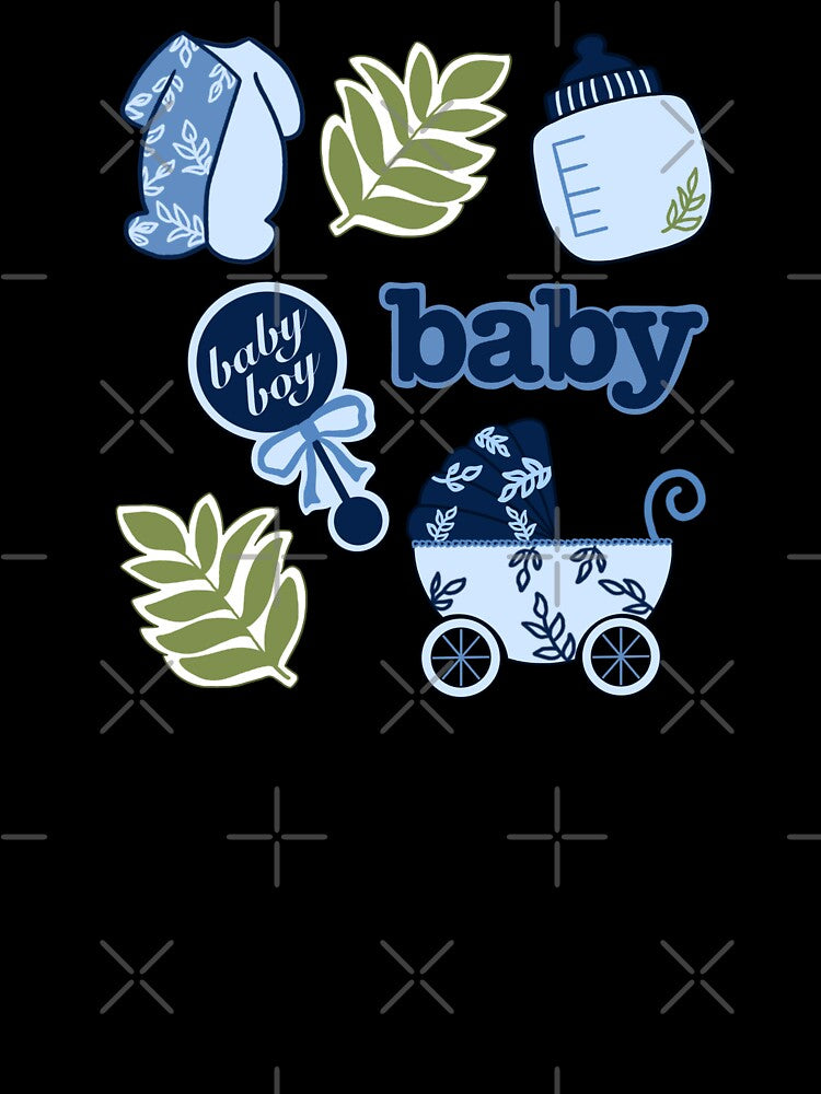 Baby shower - pregnancy - newborn baby boy - blue by Noodly Doodles