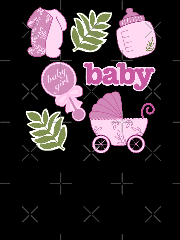 Baby shower - pregnancy - newborn baby girl - pink by Noodly Doodles