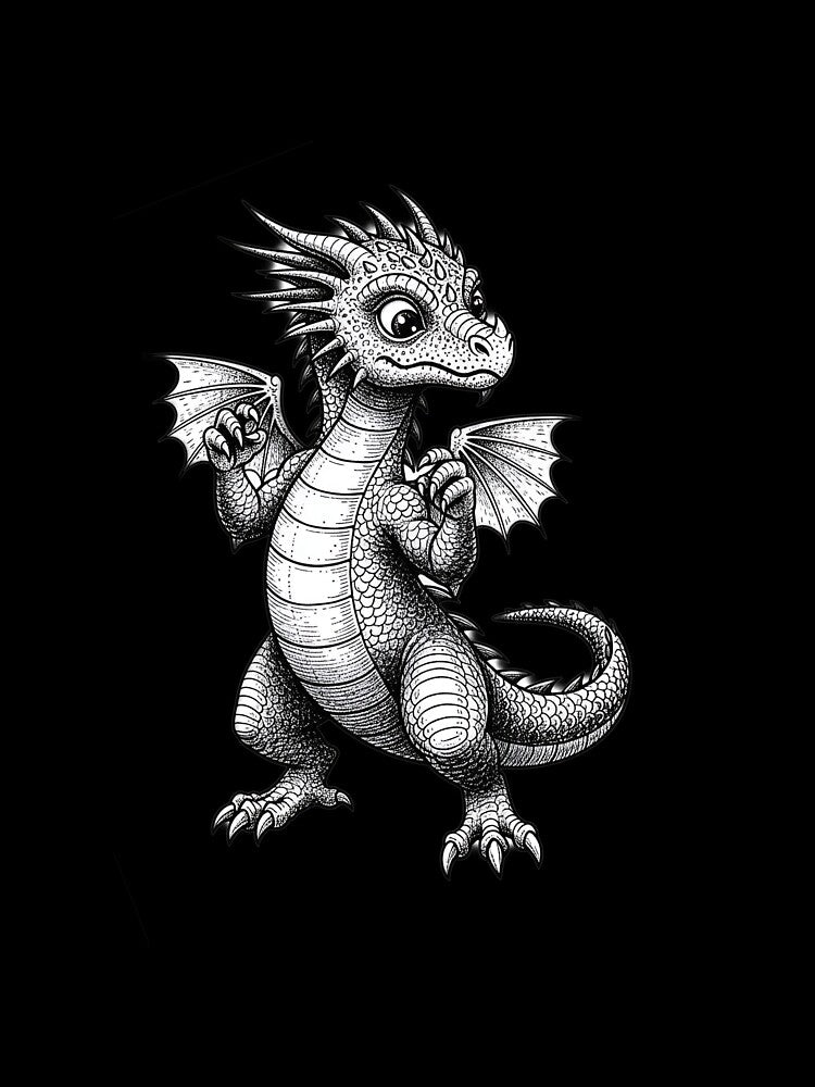 Cute Standing Baby Dragon Fantasy Creature Illustration by DragonSerpent Ink