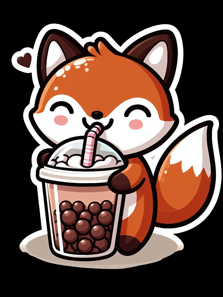 Fox boba tea - Kawaii Boba Tea by Digital Dreams Arts