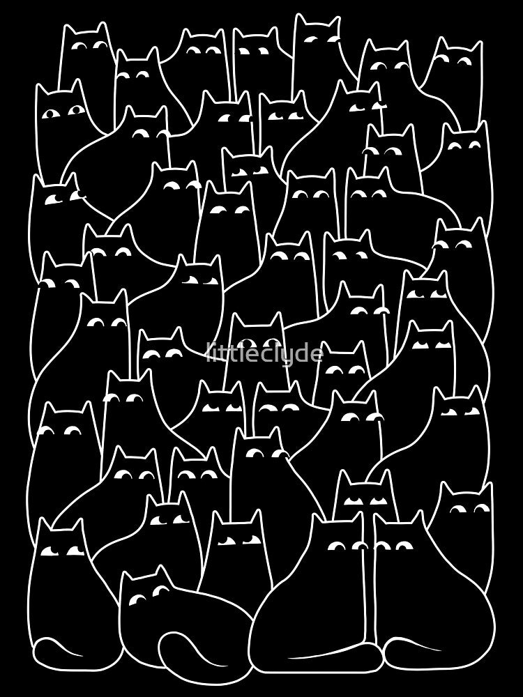 Suspicious Cats (Minimal White Linework Version) by littleclyde