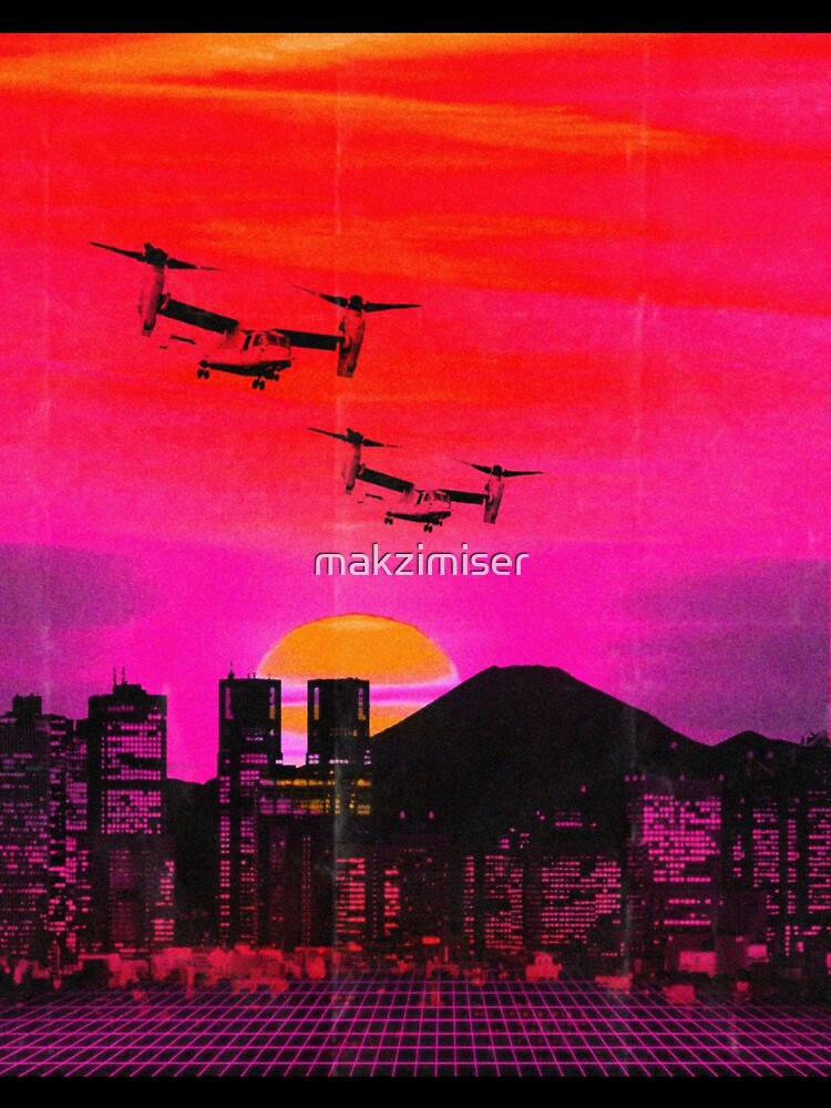 80's city helicopters sunset by makzimiser