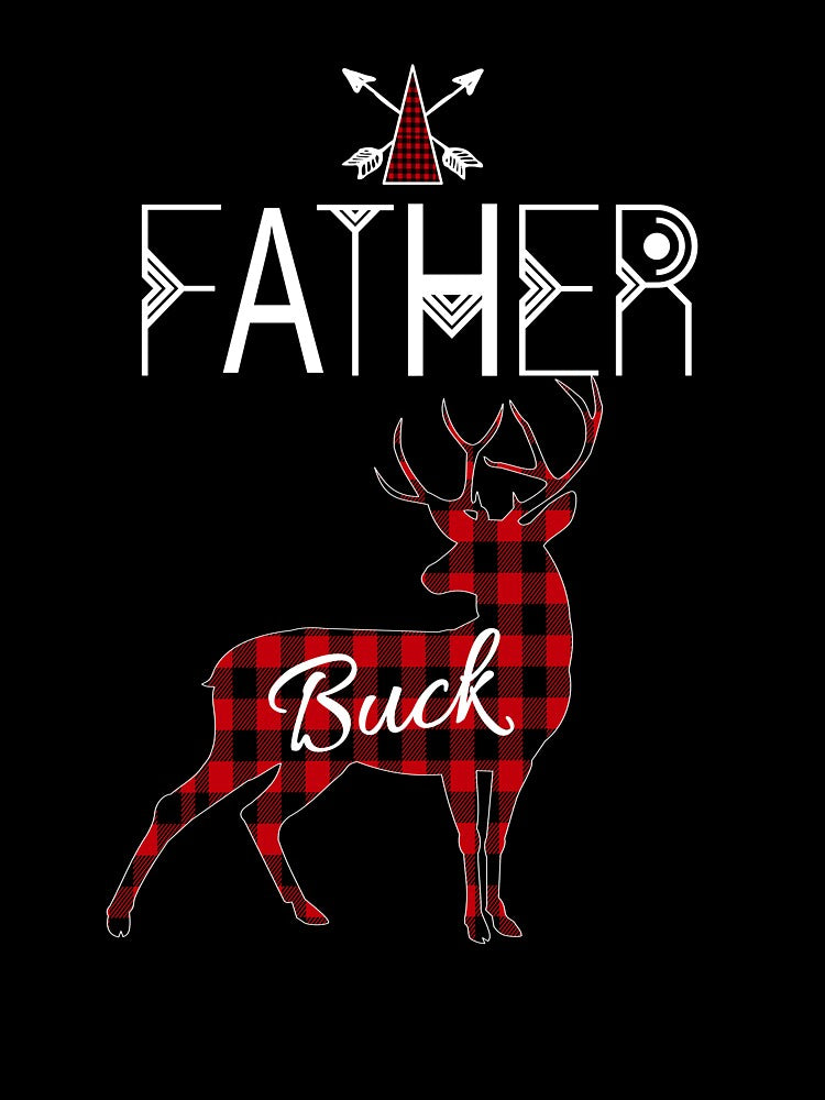 Father Buck Deer Buffalo Plaid Family Christmas Camping Holiday Gift by Sapphire Star