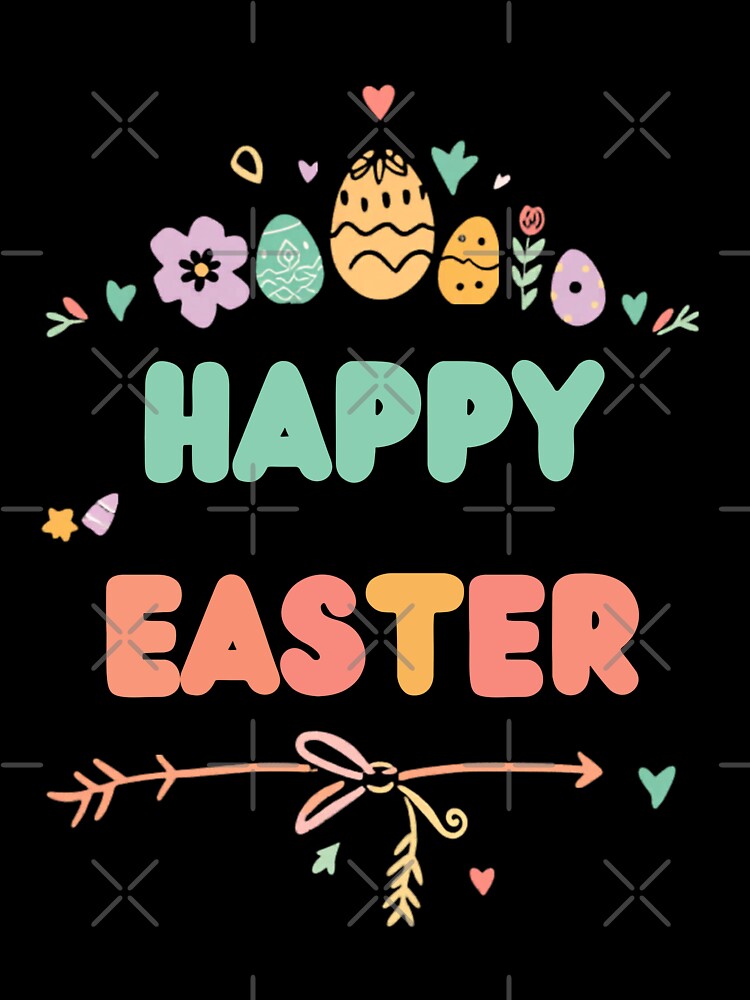 Pastel Happy Easter Typography with Floral Egg Decorations by Crazyegg01