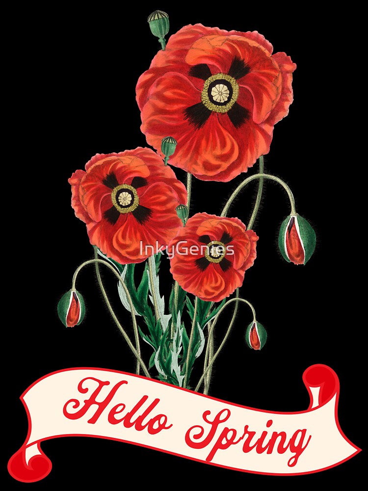 Hello Spring Poppies Floral Gift by InkyGenies