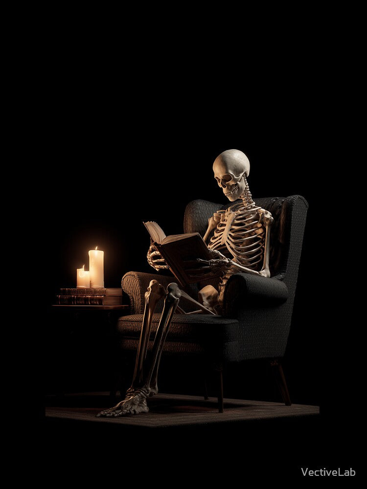 The Reading Skeleton, Dark Academia Aesthetic by VectiveLab