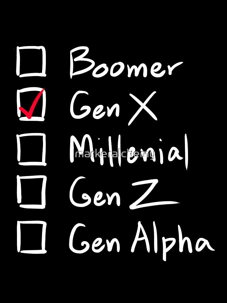 Which Generation Are You?  For Gen X, White Text by markeralchemy