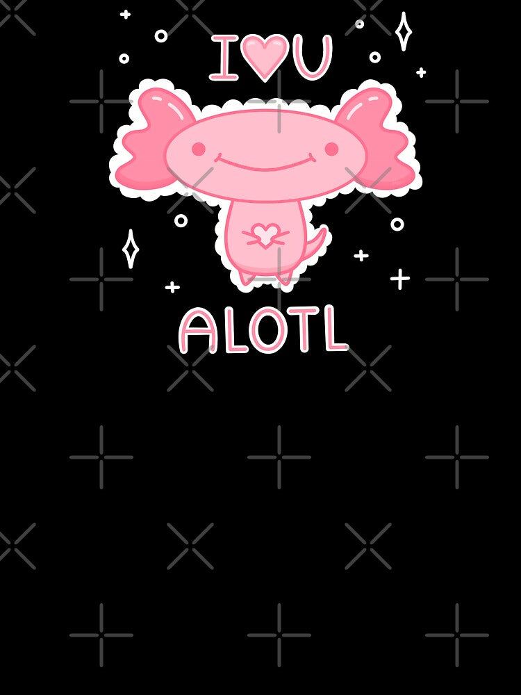 Kawaii Axolotl and Heart Love Pun Cute Illustration by DrawnByAllu