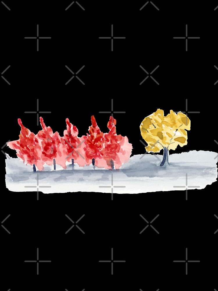 Row Of Fall Trees. Original Watercolor Painting Abstract Art Print Fine Art Print from Watercolor Painting Fall Trees Art Print Original Abstract Watercolor by Eugenia Alvarez