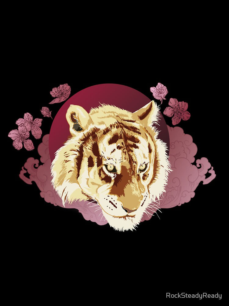 Majestic tiger design around flowers. by RockSteadyReady