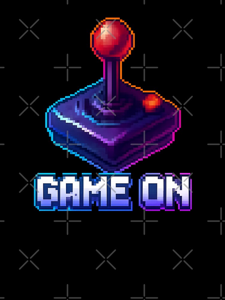GAME ON Pixel Joystick - Retro Neon Gamer Design by MKreative Studio