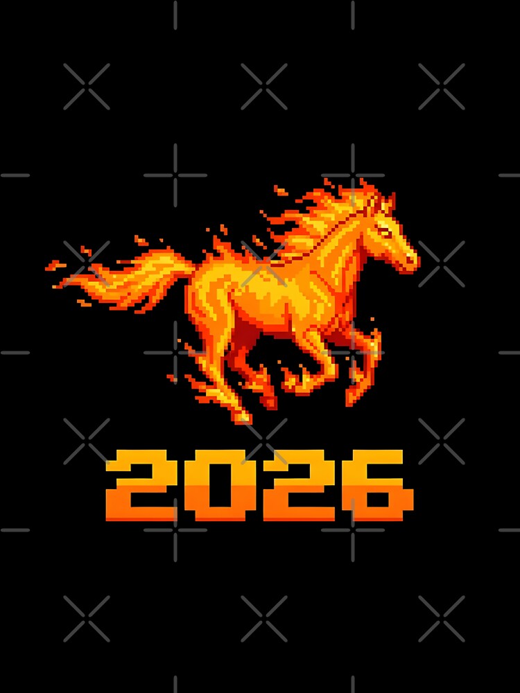 Year of the Horse 2026 Fire Horse - Chinese New Year Pixel Art Gamer by Abdeelol