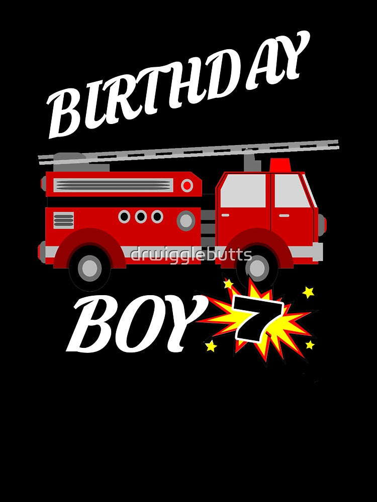 7 Years Old Birthday Design Firetruck GifDesign by drwigglebutts