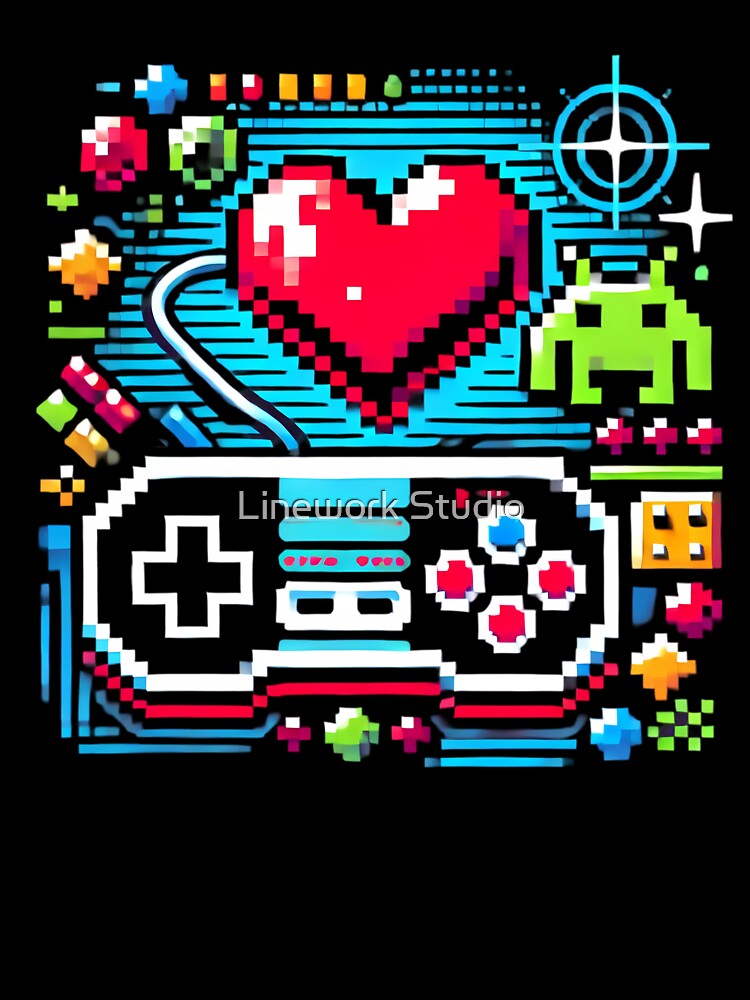 Pixel Heart Gamer Vibes. by Linework Studio