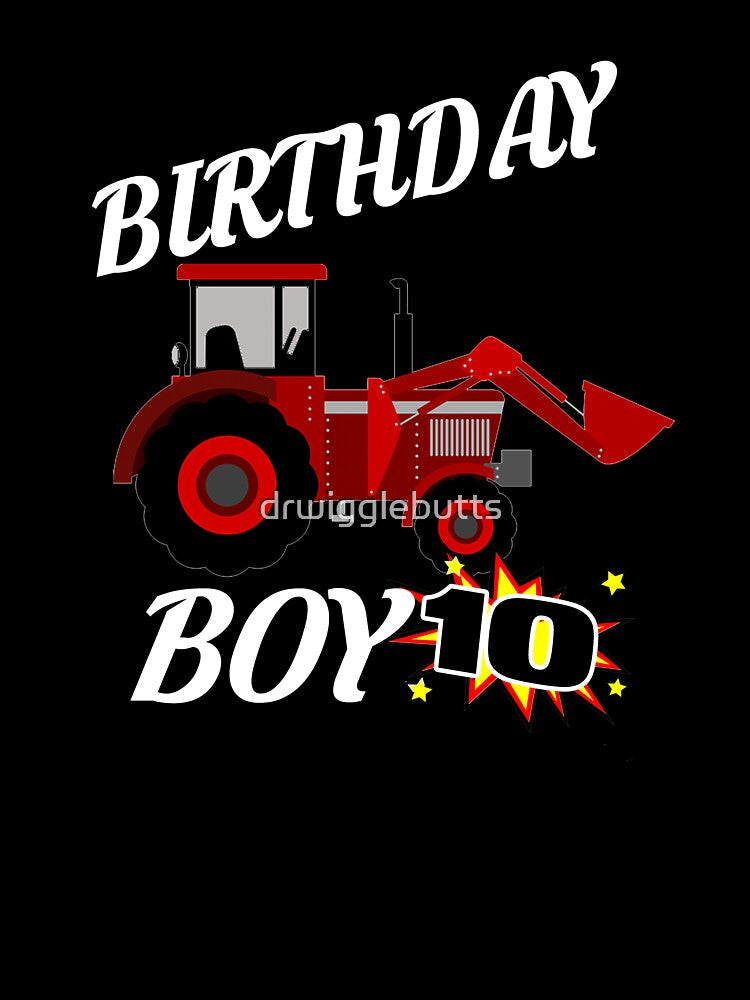 10 Years Old Birthday Design Red Tractor GifDesign by drwigglebutts