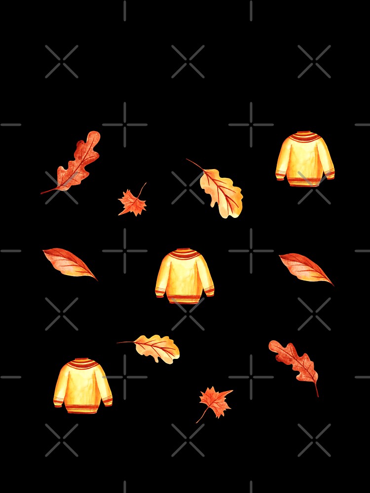 Autumn warm sweater and leaves cozy fall leaves by pinkyfish1010