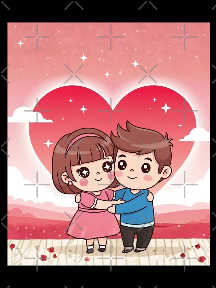 Kawaii Chibi Couple Hugging Romantic Love Art by Innova_Creations