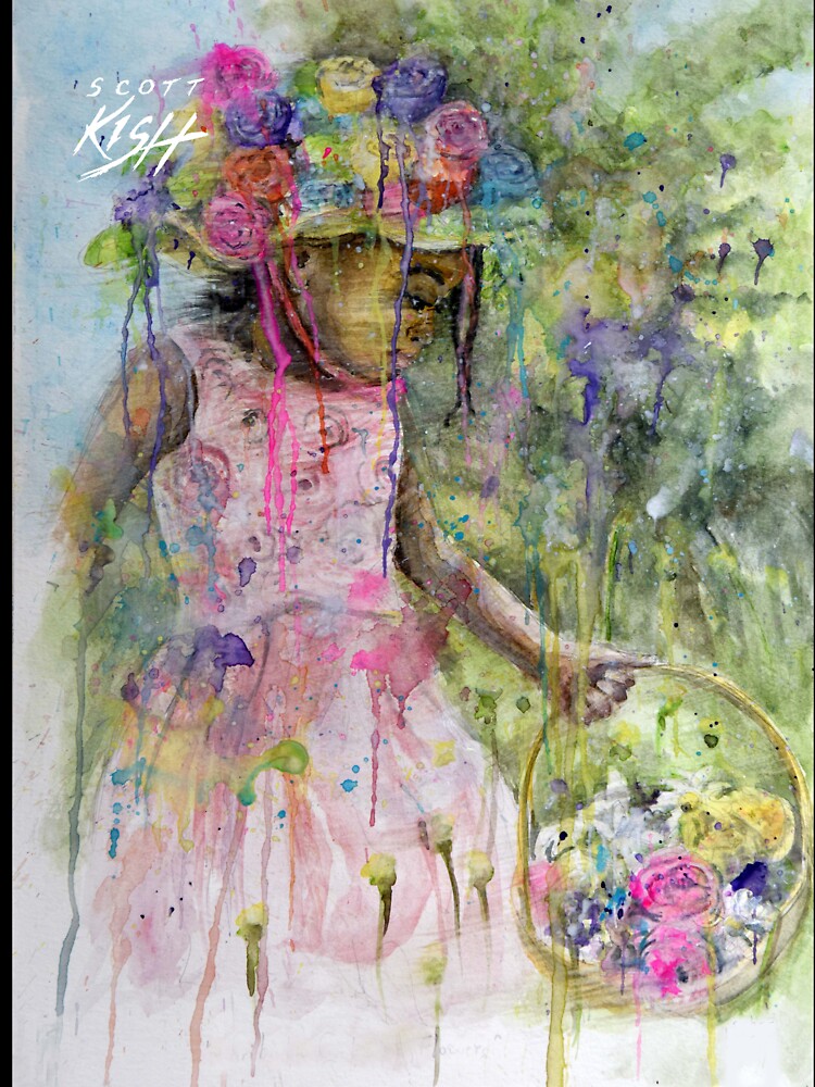 Girl with Spring Flowers Painting by Scott Kish by Scott Kish