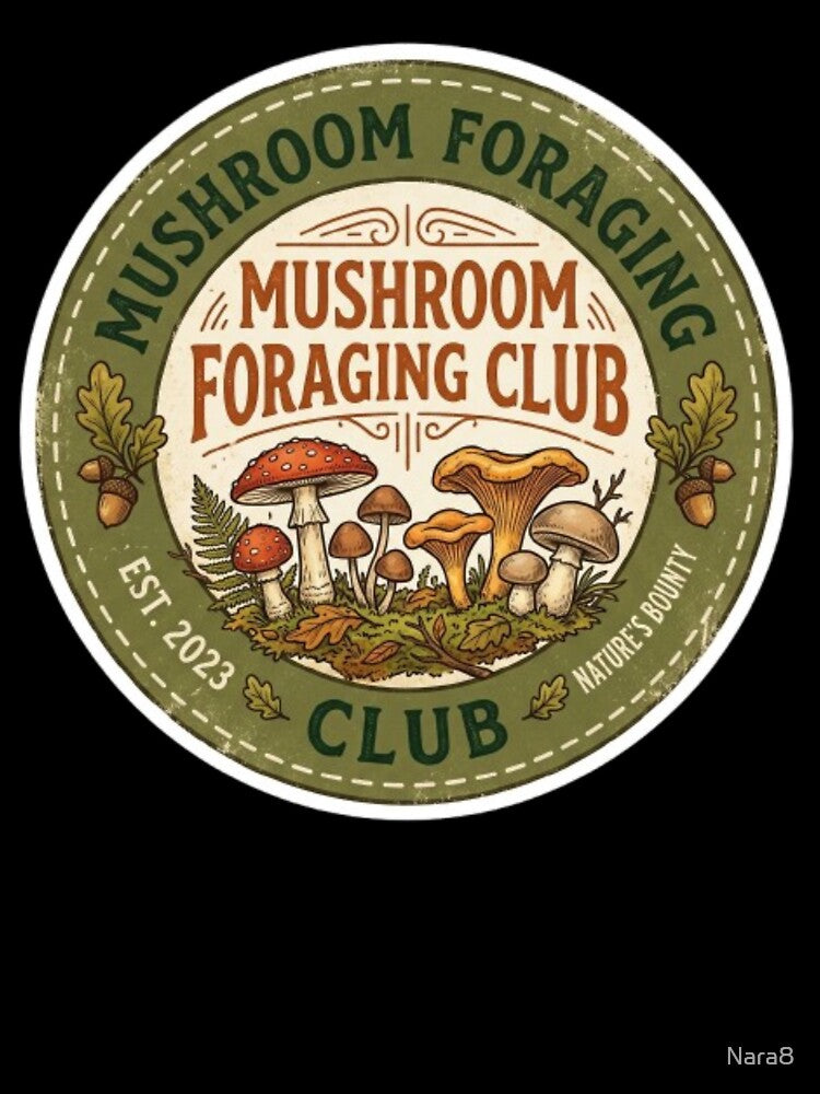 Mushroom Foraging Club Sticker | Vintage Nature Badge | Cottagecore Mushroom by Nara8