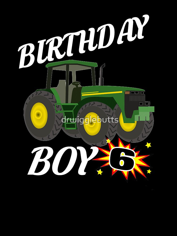 6 Years Old Birthday Design Green Tractor GifDesign by drwigglebutts