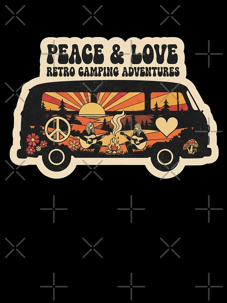 Peace and Love Retro Van - 70s Hippie Camping Adventure Art by SasquatchTrail