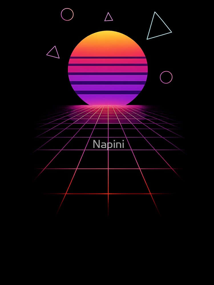 Neon Grid Sunset by Napini