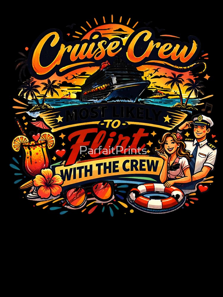 Cruise Crew - Most Likley to Flirt with the Crew - Funny Cruise Vacation Shirts by ParfaitPrints
