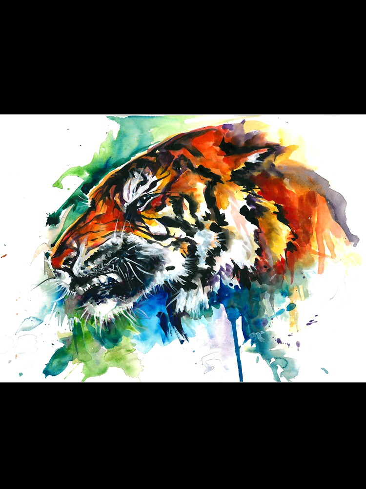 Orange Mad Tiger Watercolor by TiberiuSoos