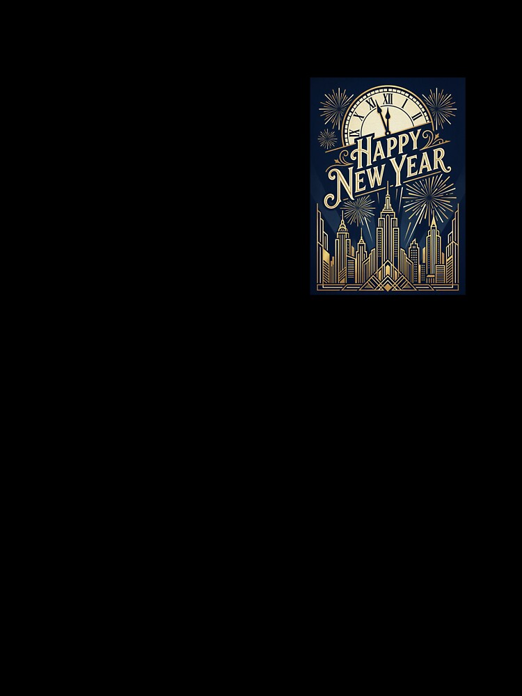 Happy New Year Skyline | Gold Art Deco New Year’s Eve Illustration by Union & Thread