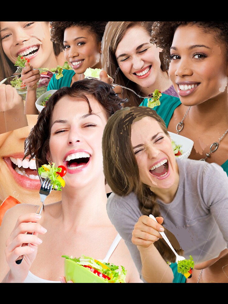 women laughing at salad by jackiekeating