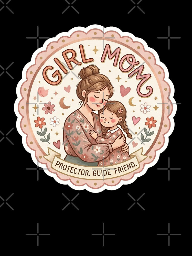 Girl Mom Sticker | Protector Guide Friend | Cute Watercolor Mother Daughter Badge Sticker by CUTE & FUN CREATIONS