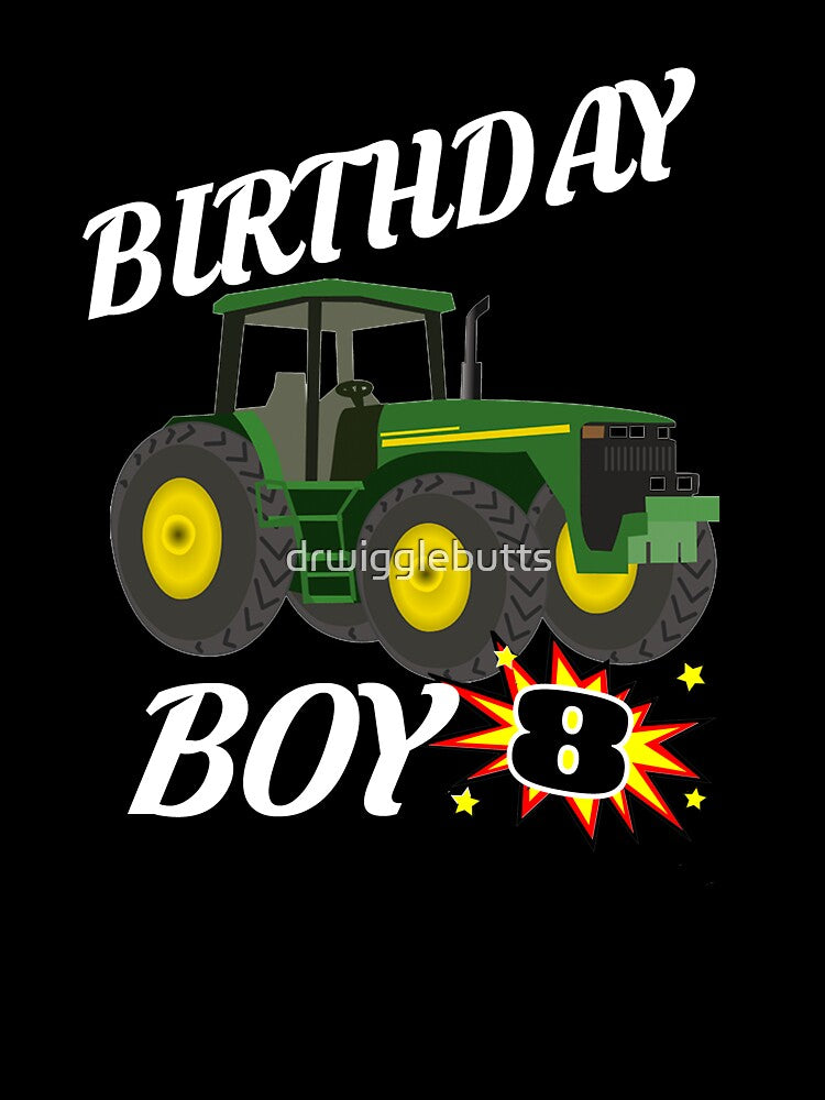 8 Years Old Birthday Design Green Tractor GifDesign by drwigglebutts