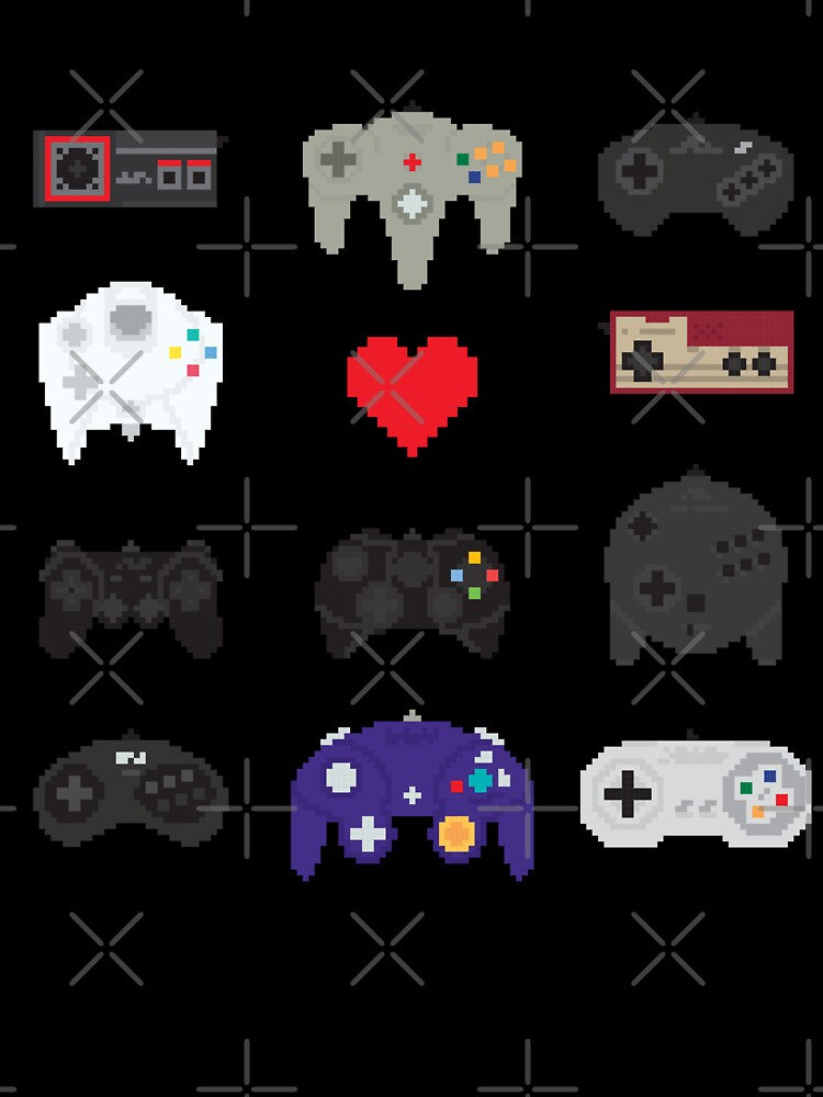 Pixel Retro Game Controllers | Vintage Gaming Nostalgia Design by Plant Cult