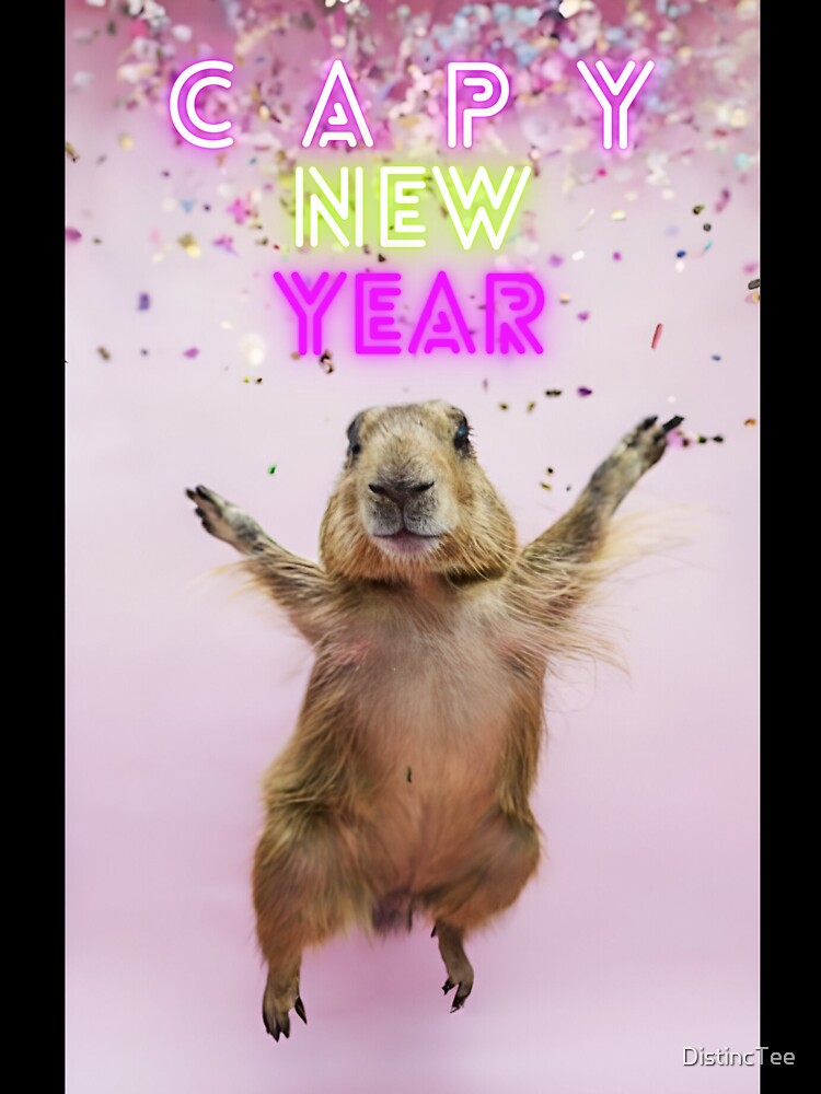 Capy New Year - New Year's Eve Jumping Capybara by DistincTee