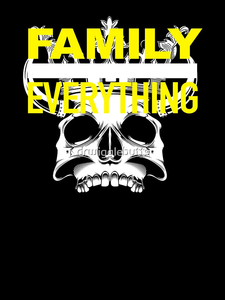 Mens Family Over Everything Skull Yellow by drwigglebutts