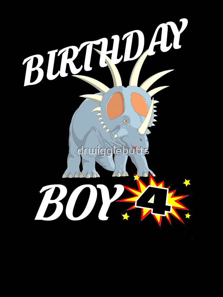 4 Years Old Birthday Design Dinosuar Shirt by drwigglebutts