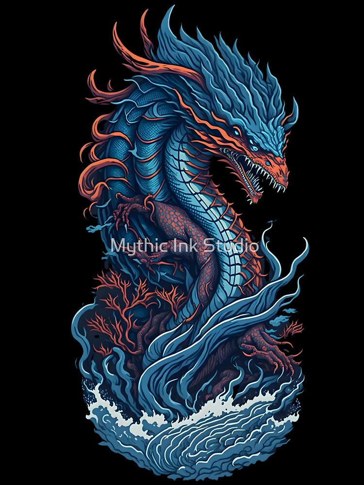 Japanese Sea Dragon Tattoo Style Illustration by Mythic Ink Studio