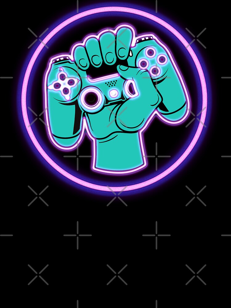 Neon Blue Pink Hand & Controller by NoomArts