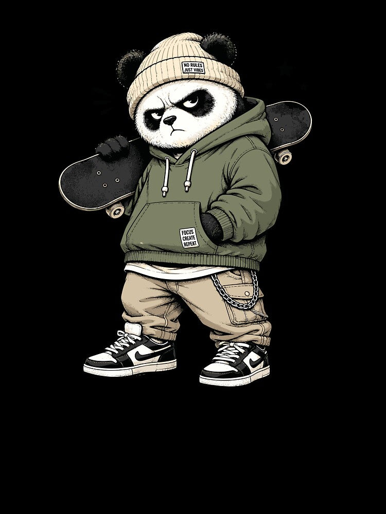 Cool Skateboard Panda Streetwear Kawaii Animal by Krincydigitalart