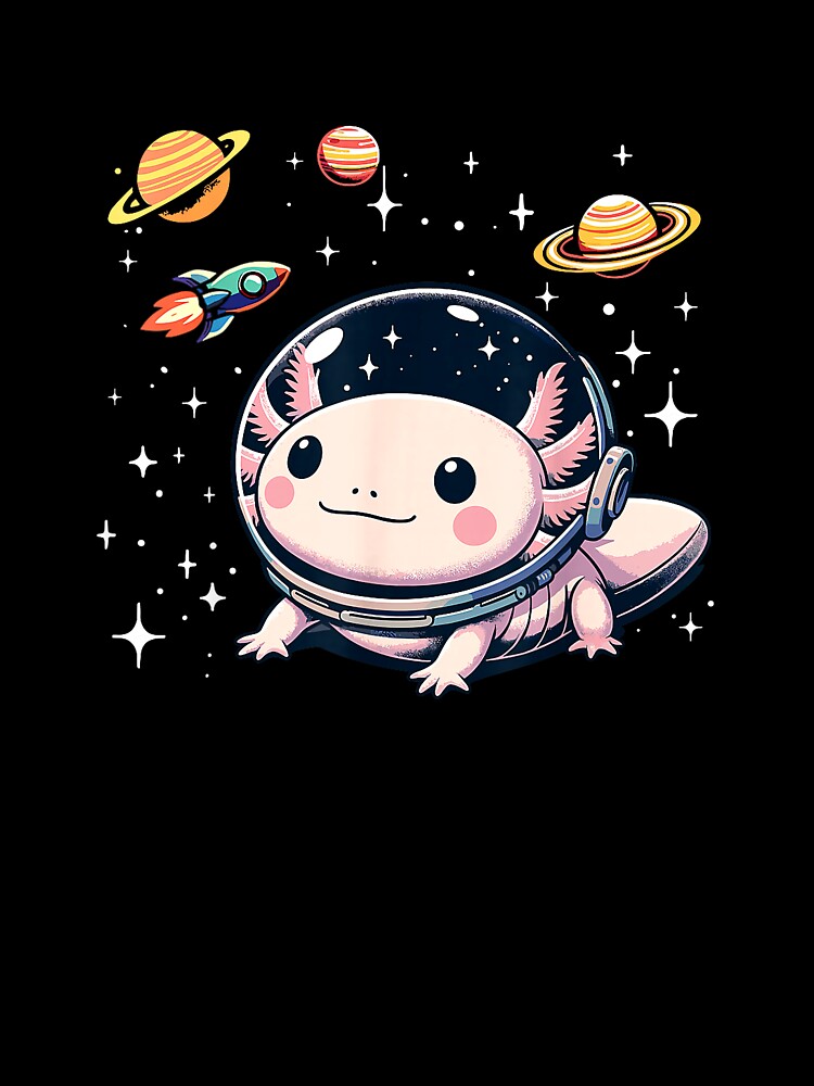 Axolotl Kawaii Cute Axolotls Astronaut Planets Space T-Shirt by Voila-creative