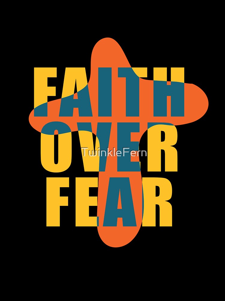 Faith Over Fear Christian Quote | Modern Cross Typography Art by Blessed Be Your Name