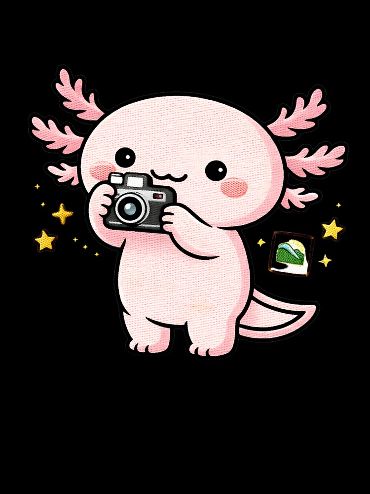 Photographer Axolotl – Cute Kawaii Camera Axolotl Embroidery Style by ColorSplash123