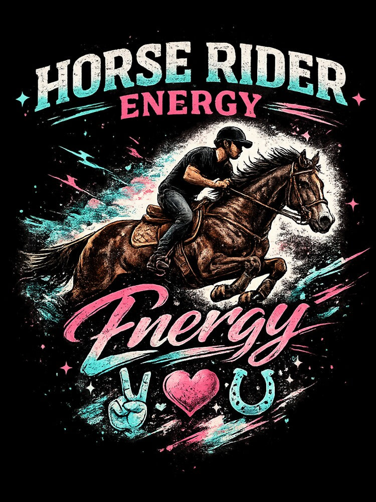 Horse Rider Energy Shirt Equestrian Horse Lover Gift Colorful Riding Graphic Tee by Wear Sculpt