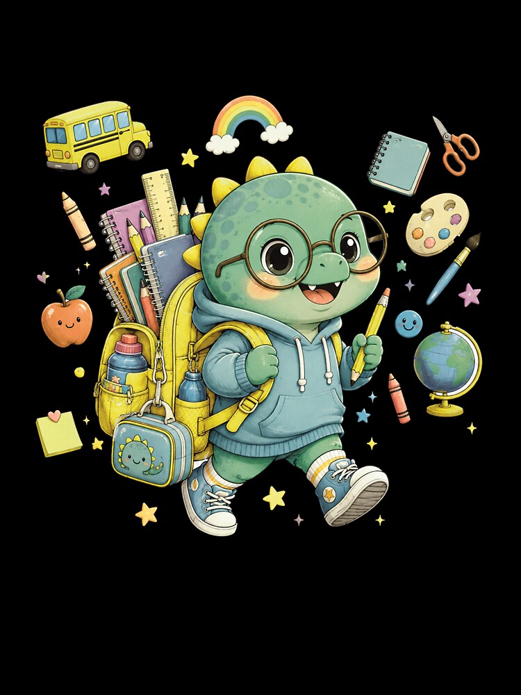 Cute Dinosaur with School Backpack by Artishal