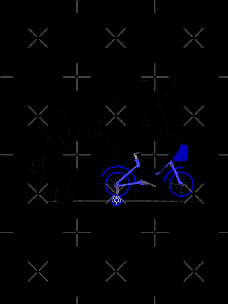 Funny Cyclist Riding Kid Blue Bike by Rahdoo